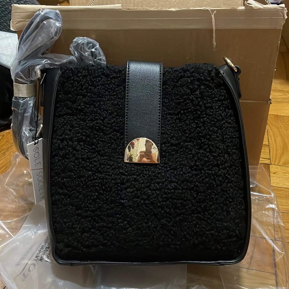 Sole Society Black Sherpa Purse